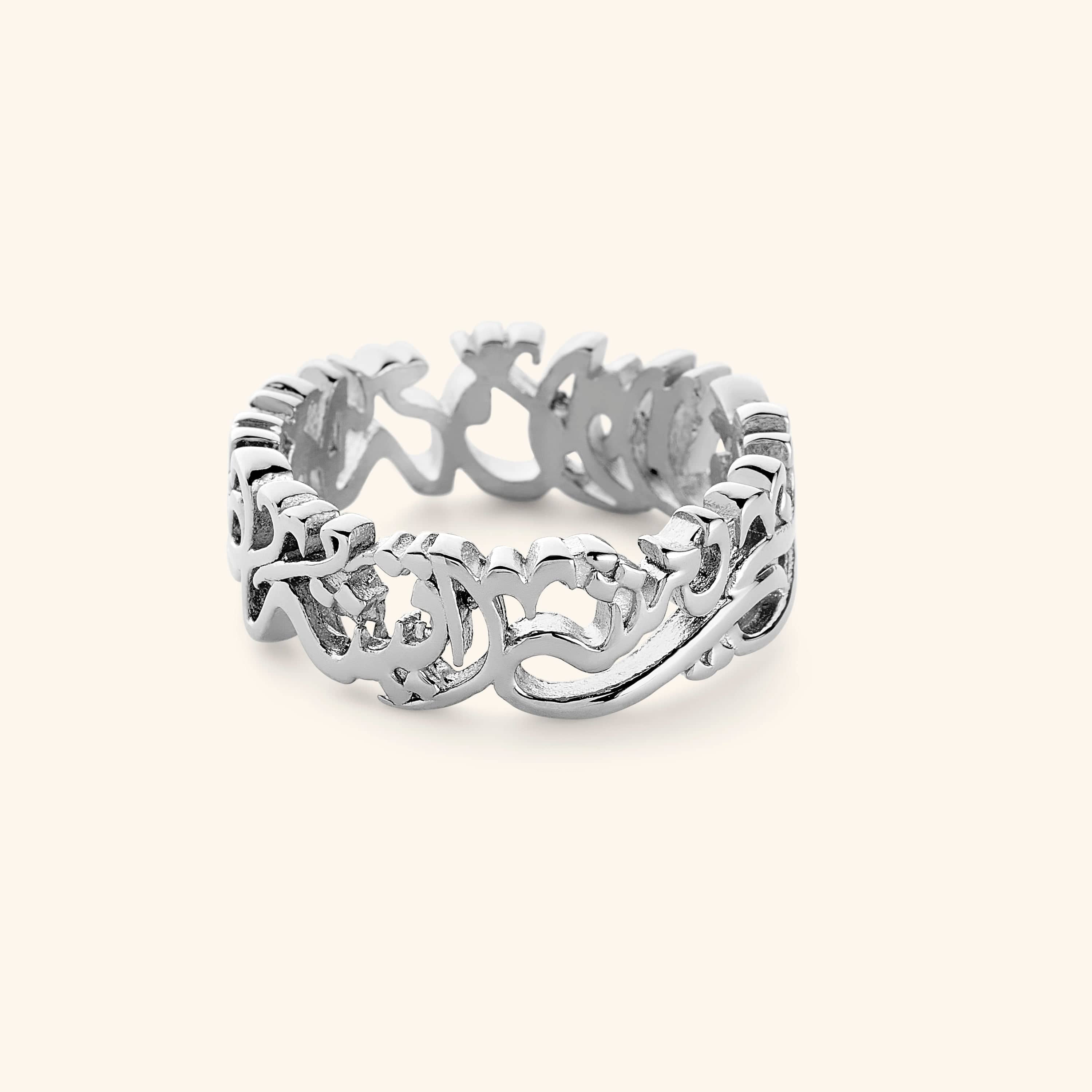 "Walk to Me and I'll Run to You" Calligraphy Ring