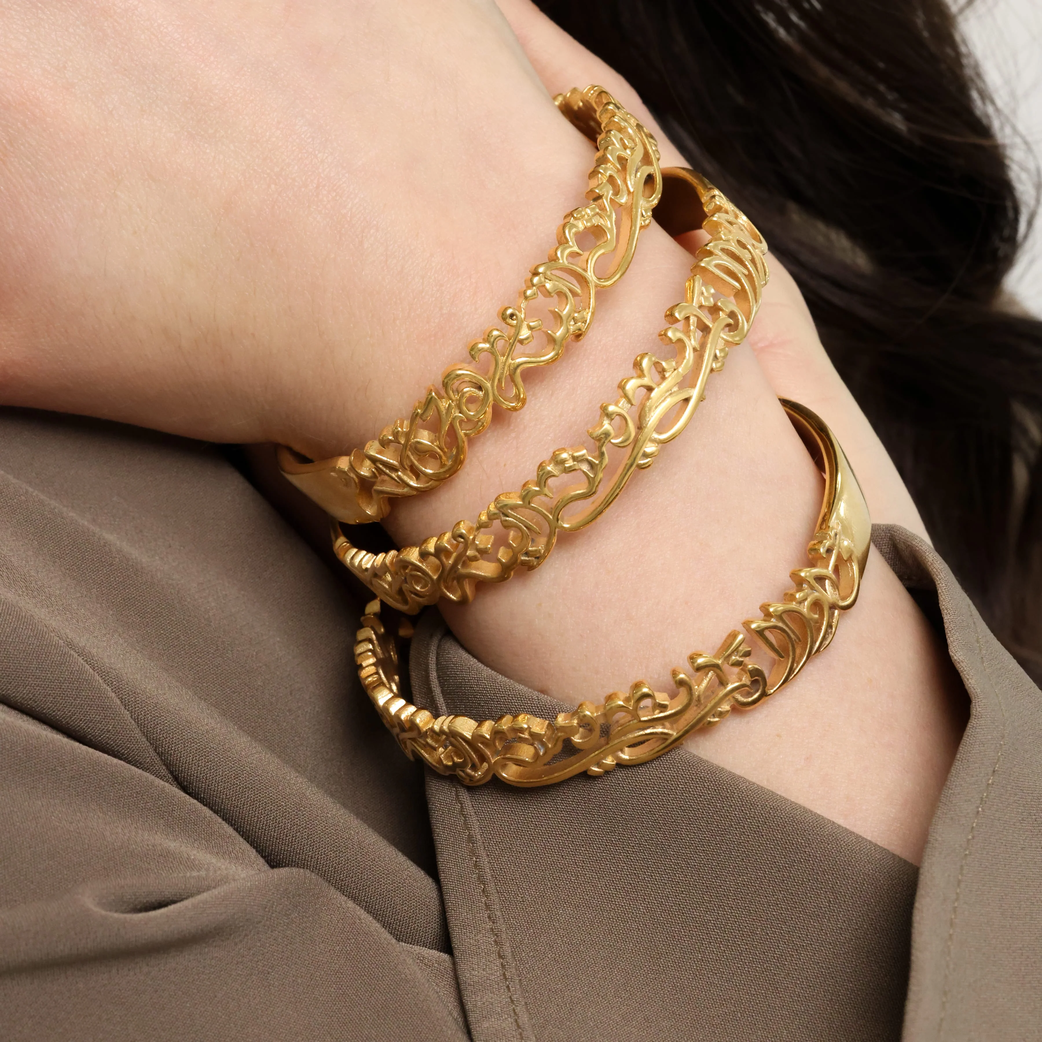 "Walk to Me and I'll Run to You" Calligraphy Bangle