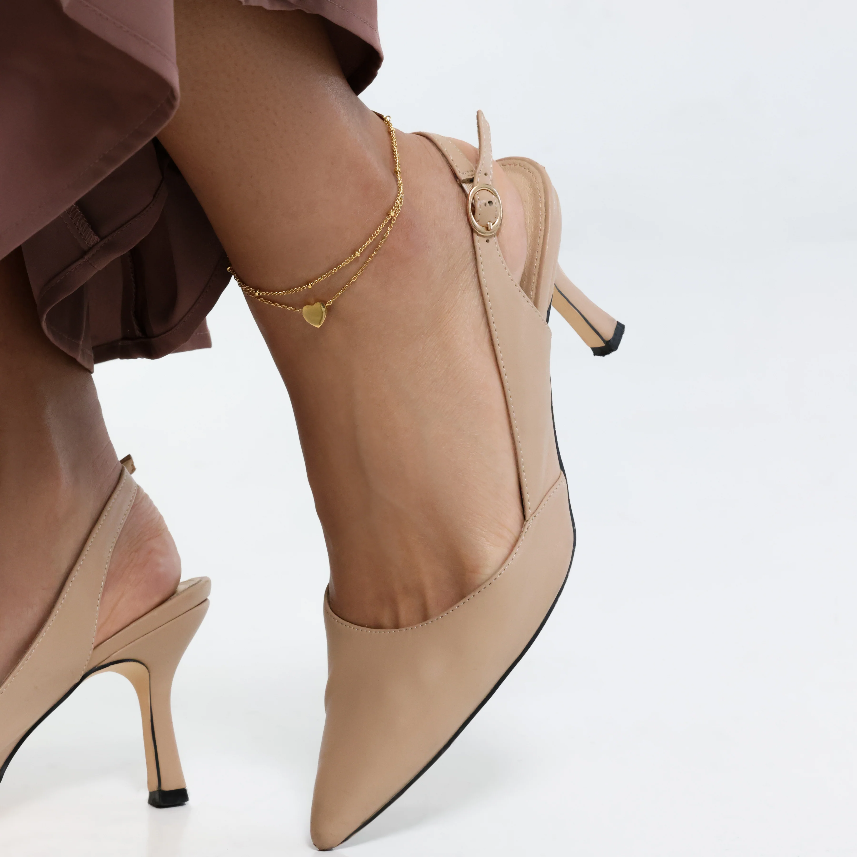Dotted & Heart Stacker Anklet