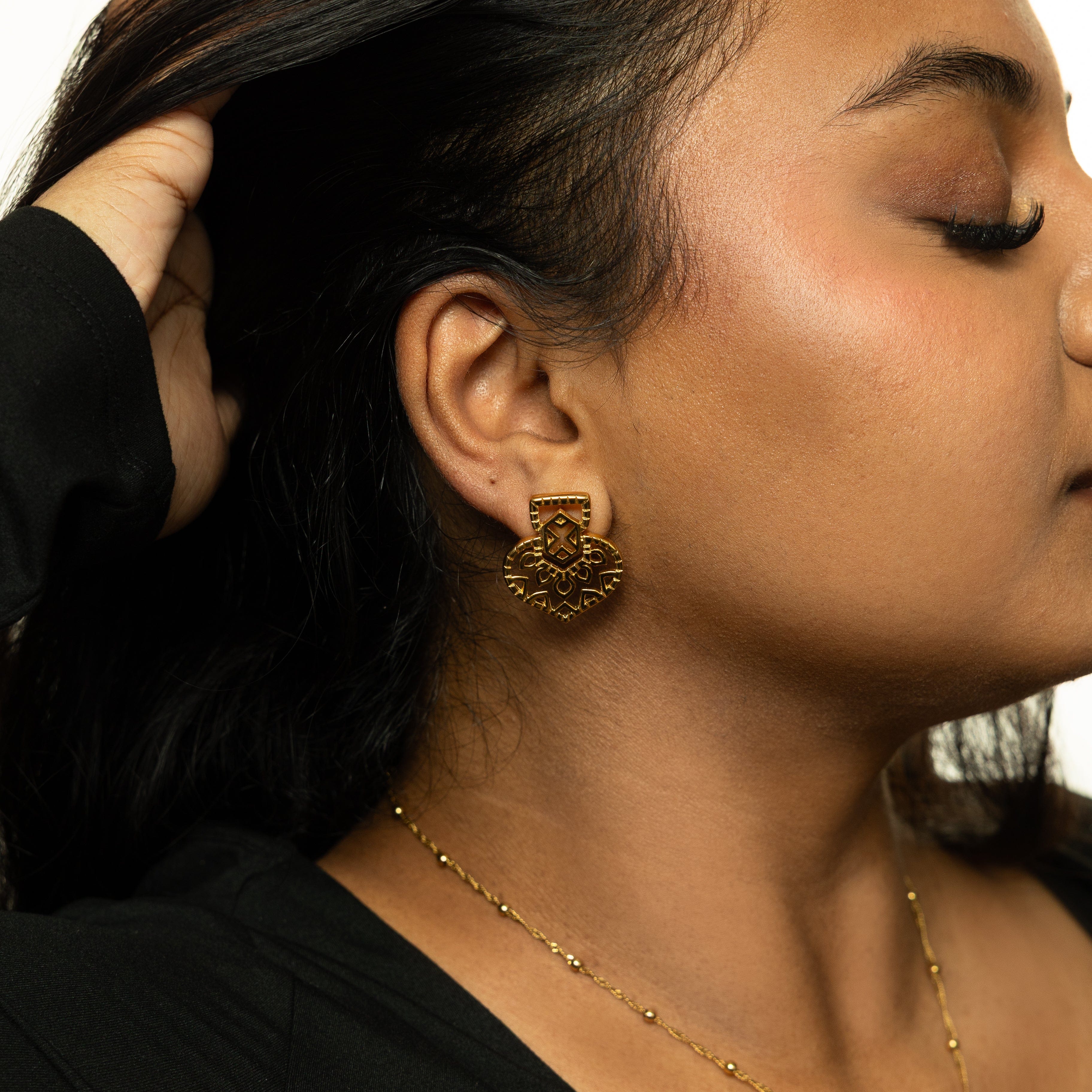 Mehndi Heart Earrings