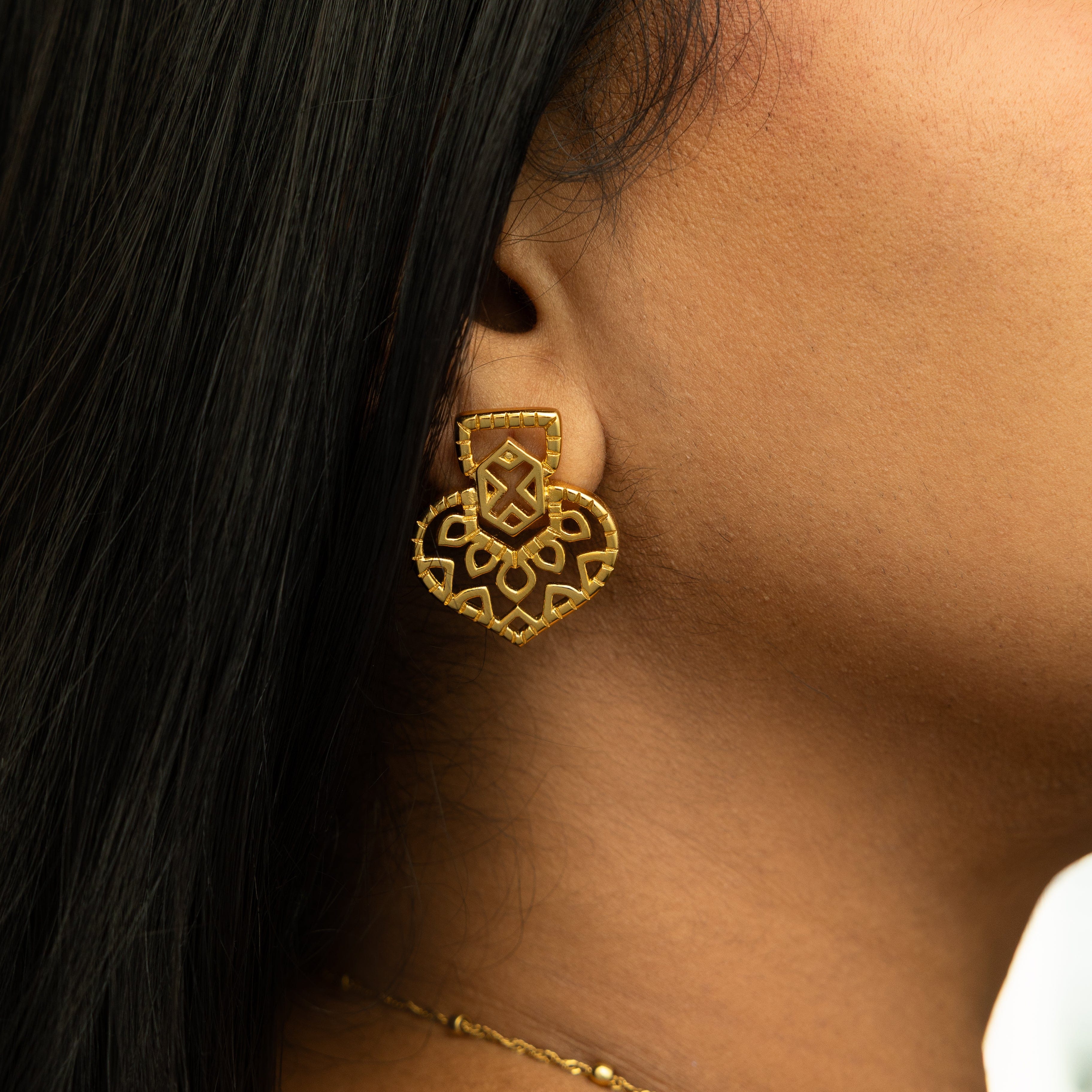Mehndi Heart Earrings