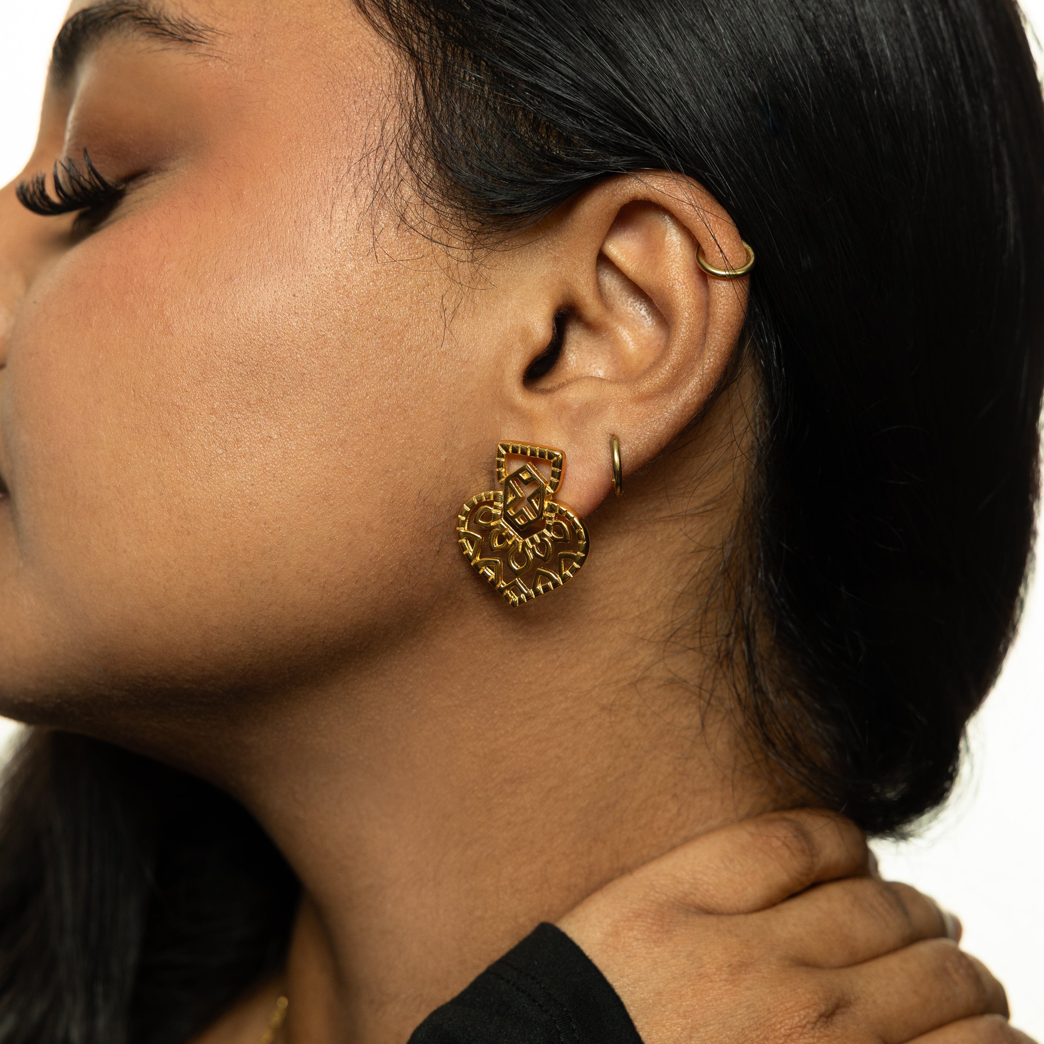 Mehndi Heart Earrings
