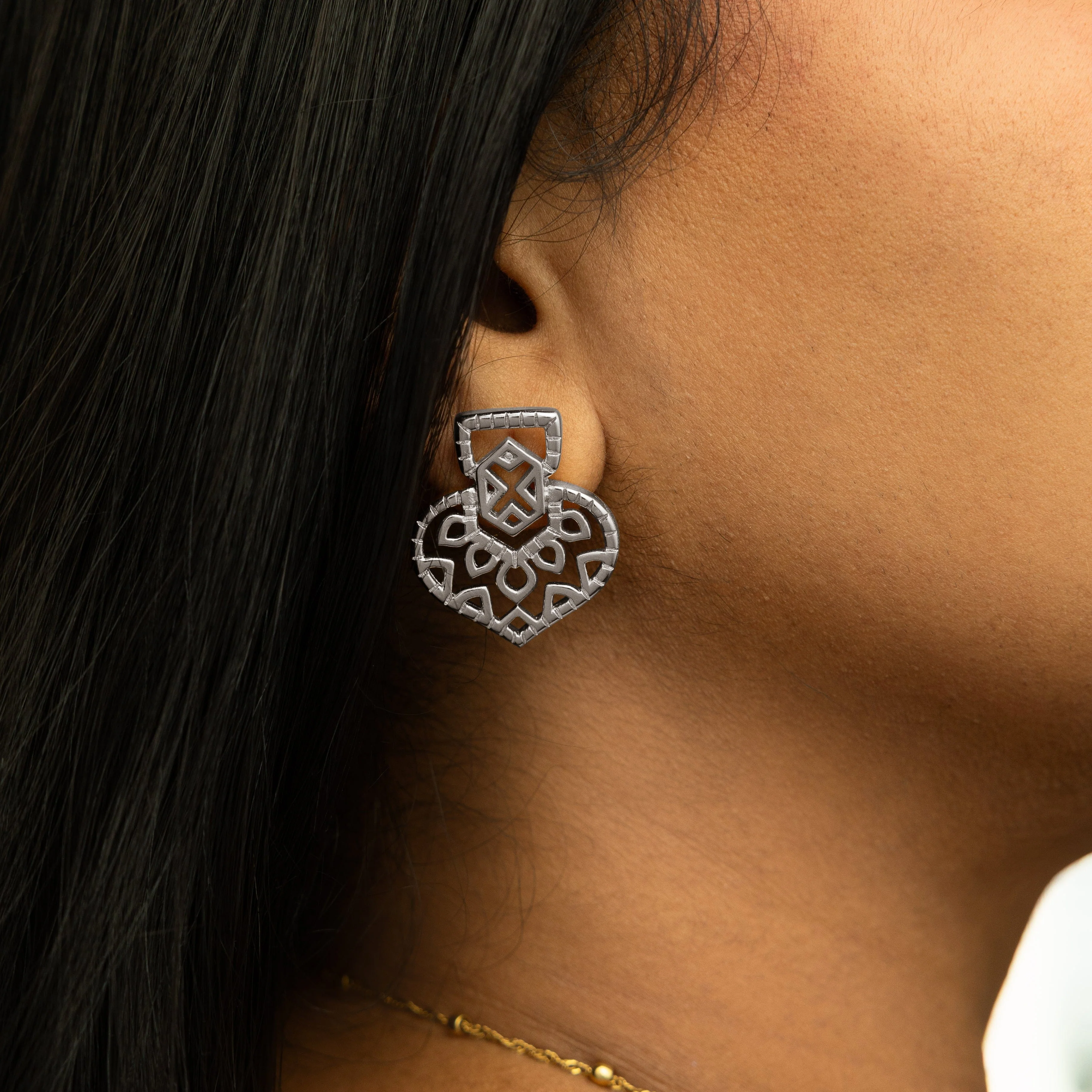Mehndi Heart Earrings