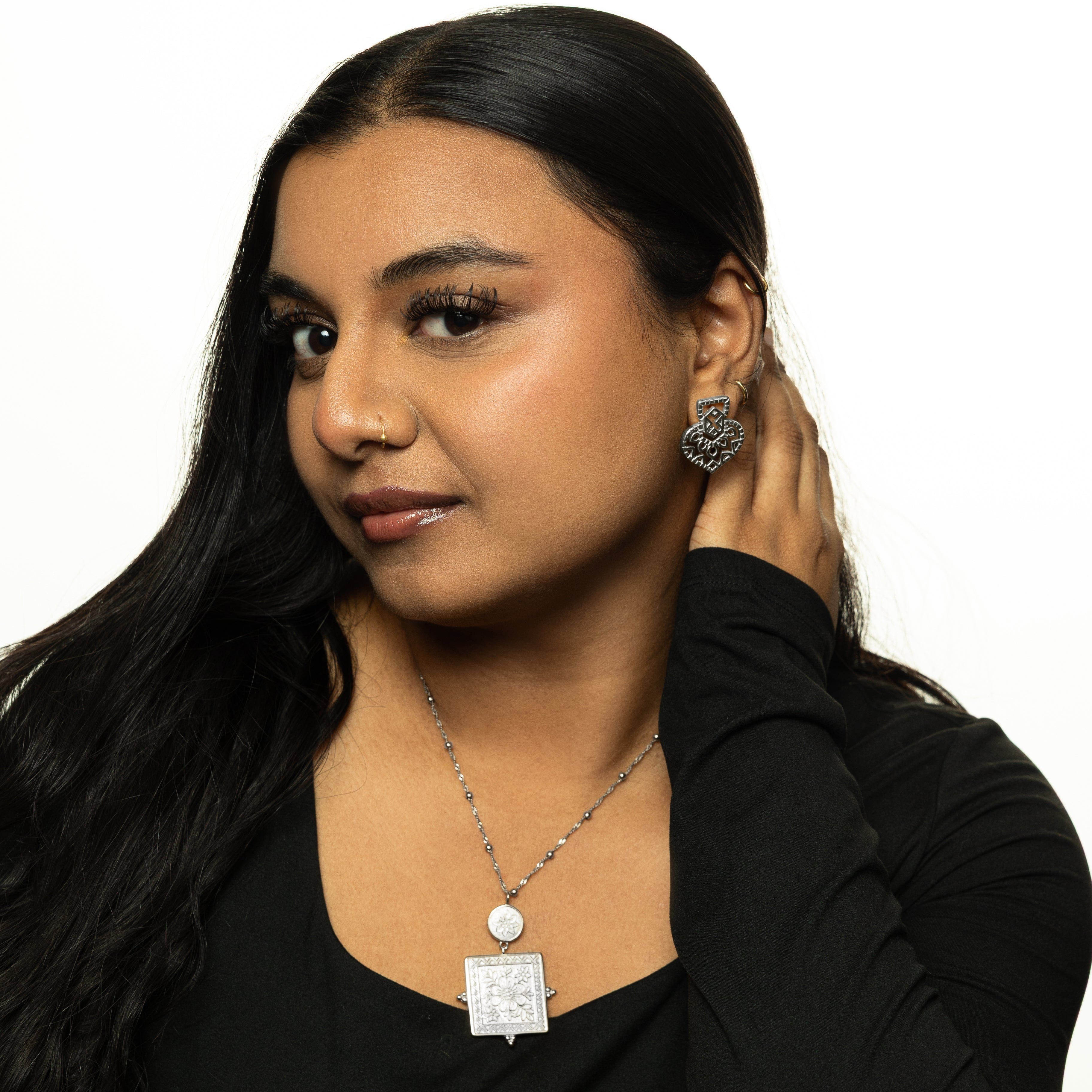 Mehndi Heart Earrings