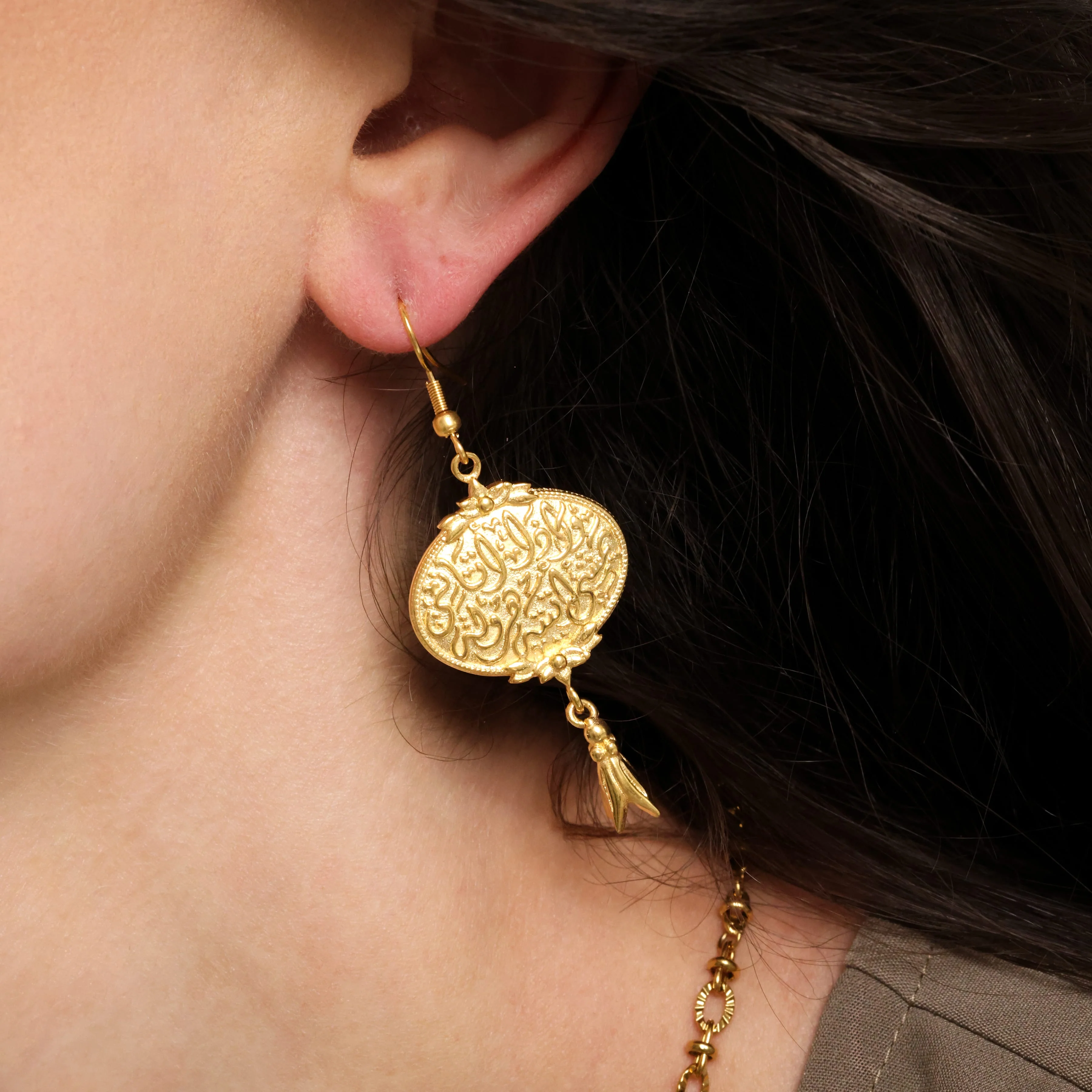 "Walk to Me, and I'll run to you" Medallion Earrings