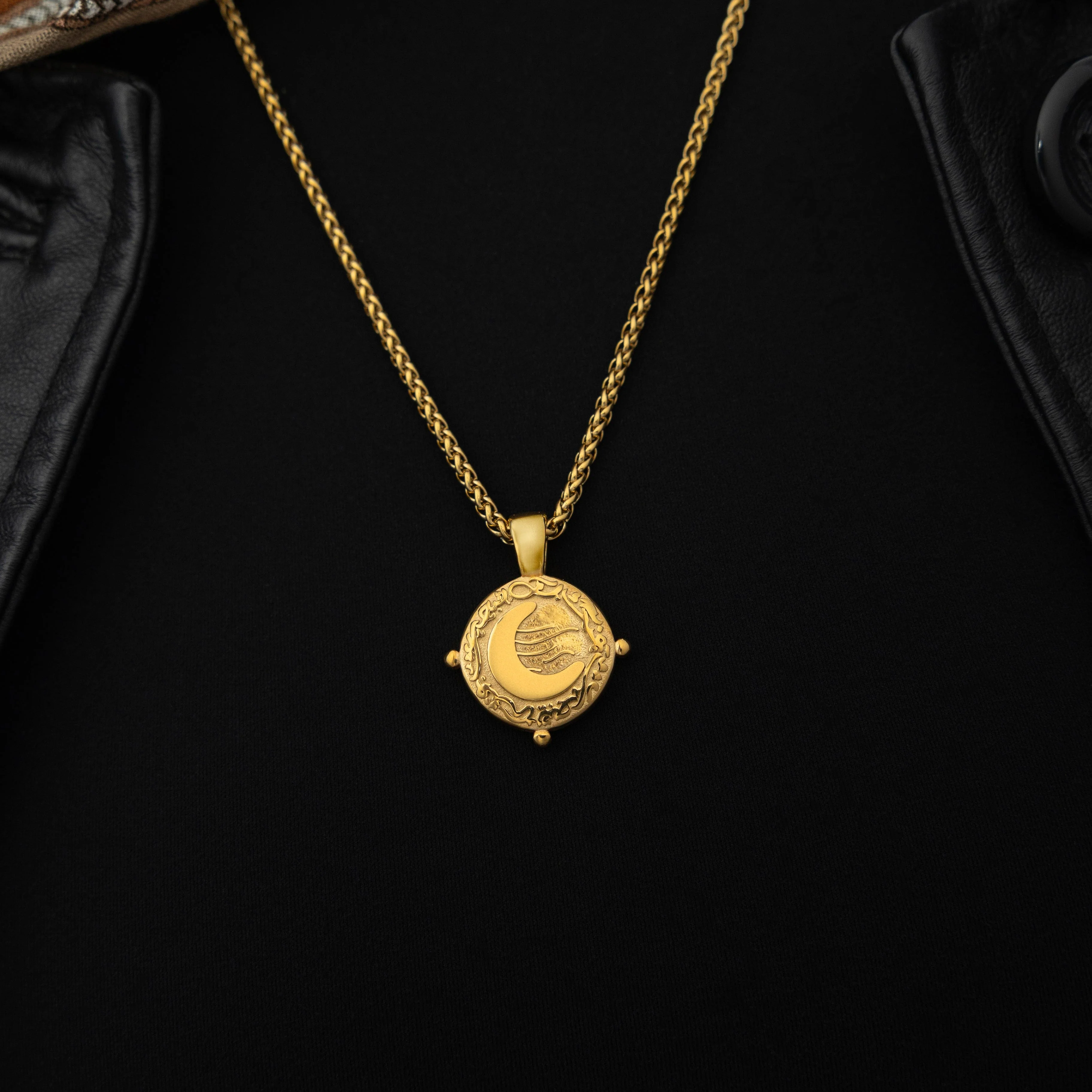 “What you seek is seeking you” Crescent Necklace