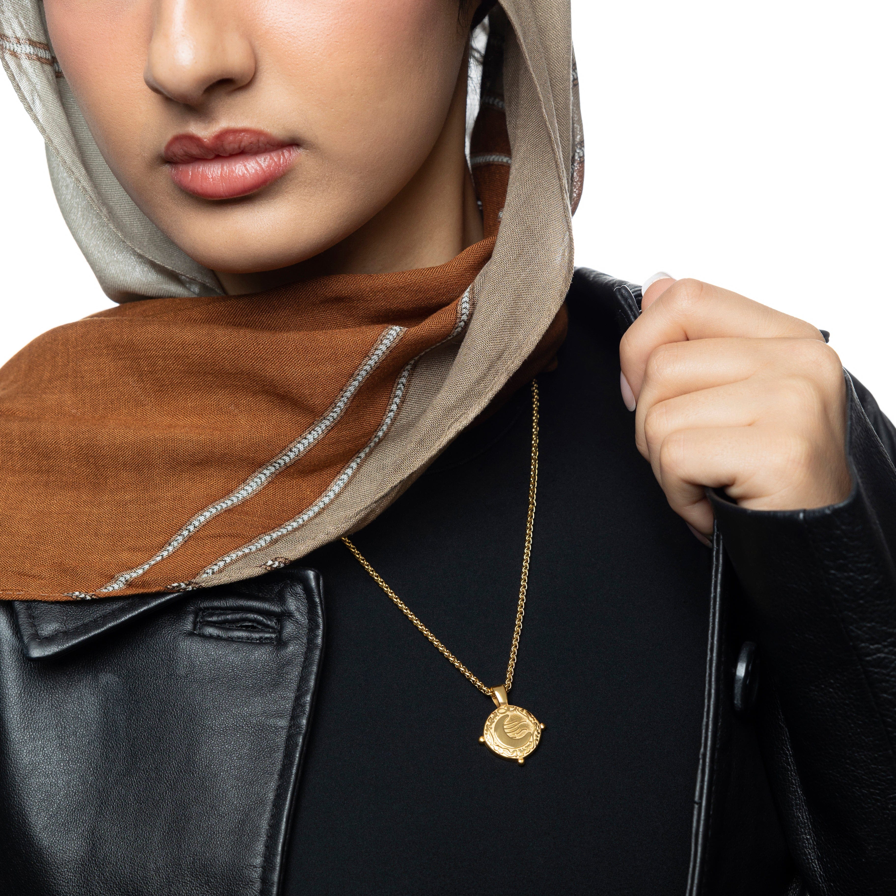 “What you seek is seeking you” Crescent Necklace