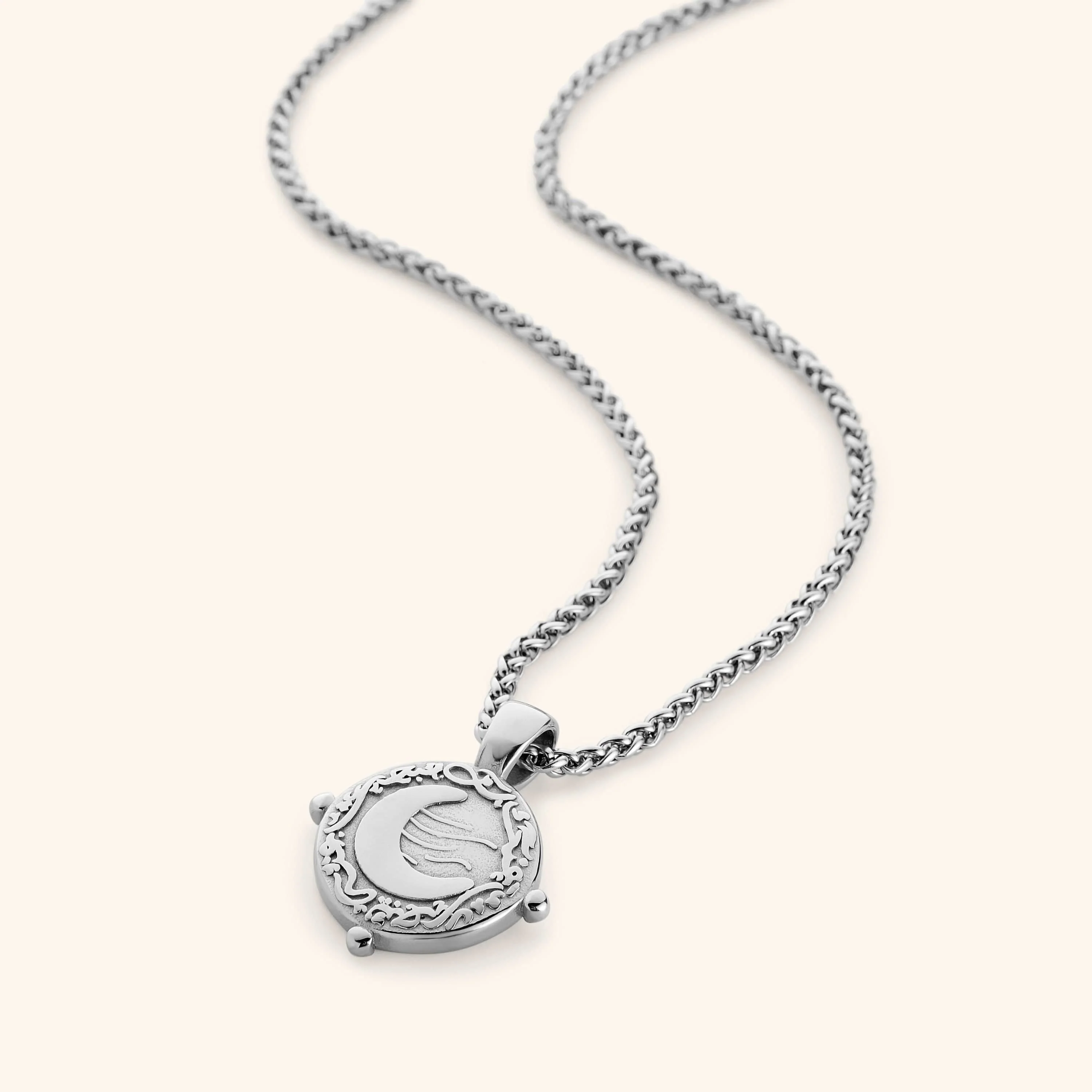 “What you seek is seeking you” Crescent Necklace