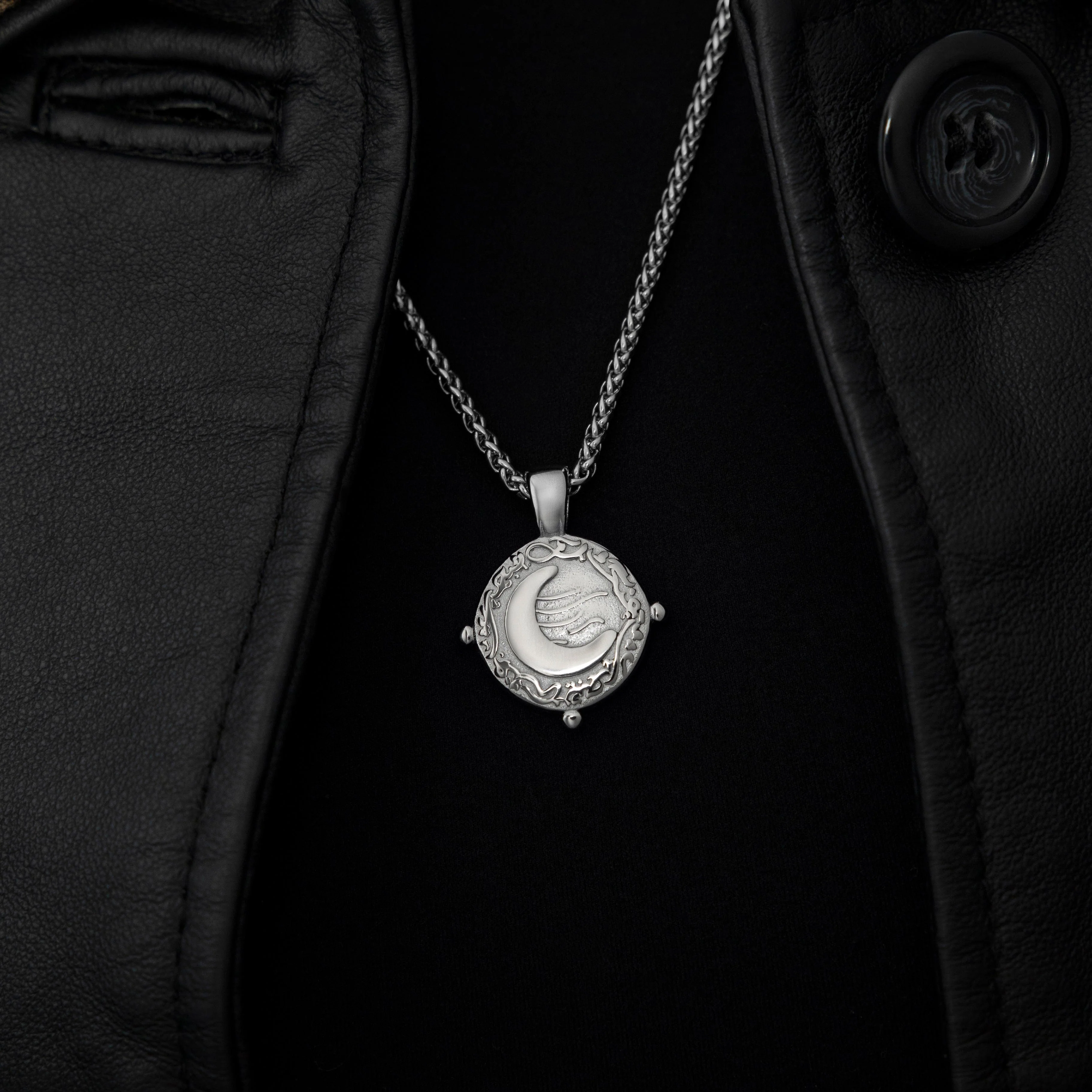“What you seek is seeking you” Crescent Necklace