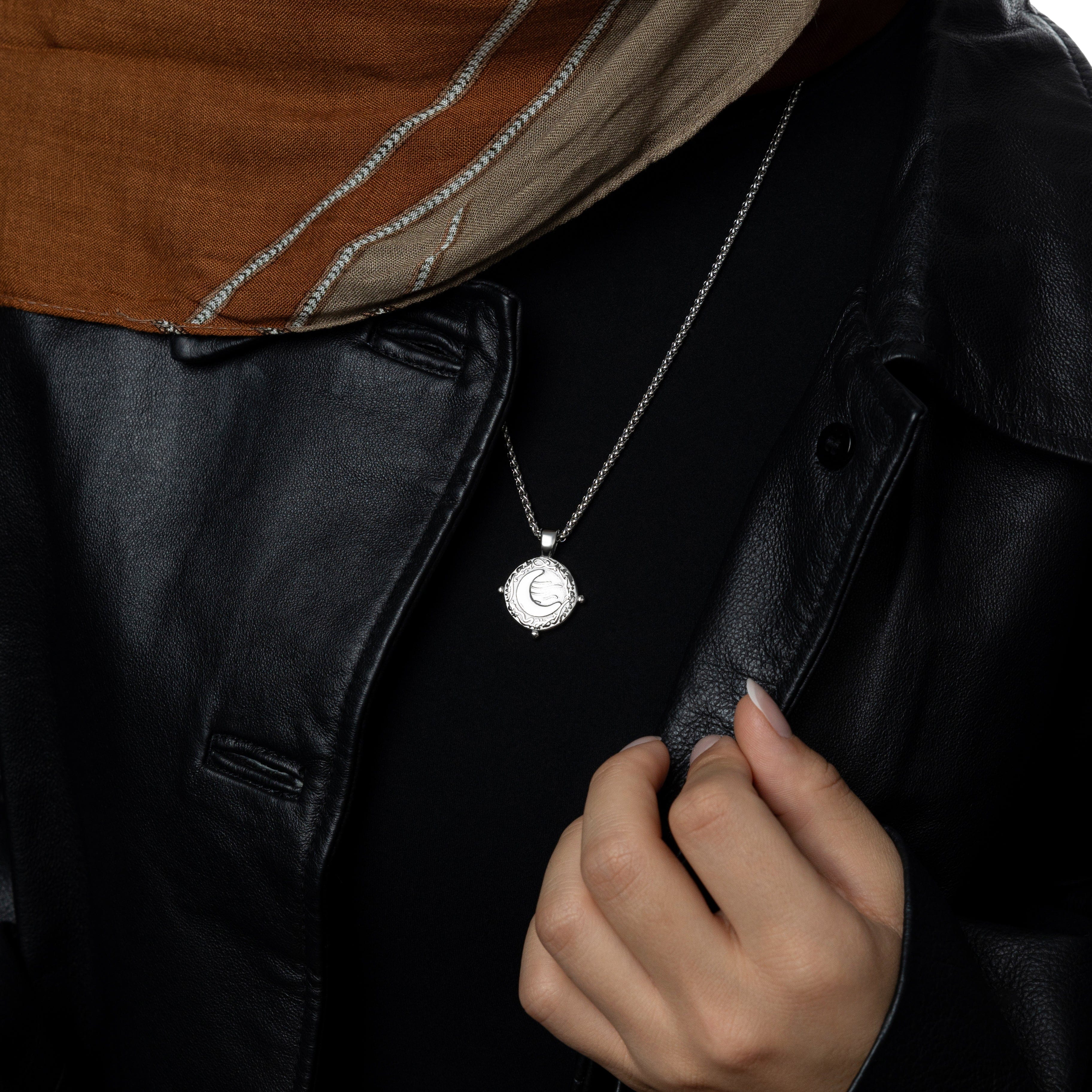 “What you seek is seeking you” Crescent Necklace