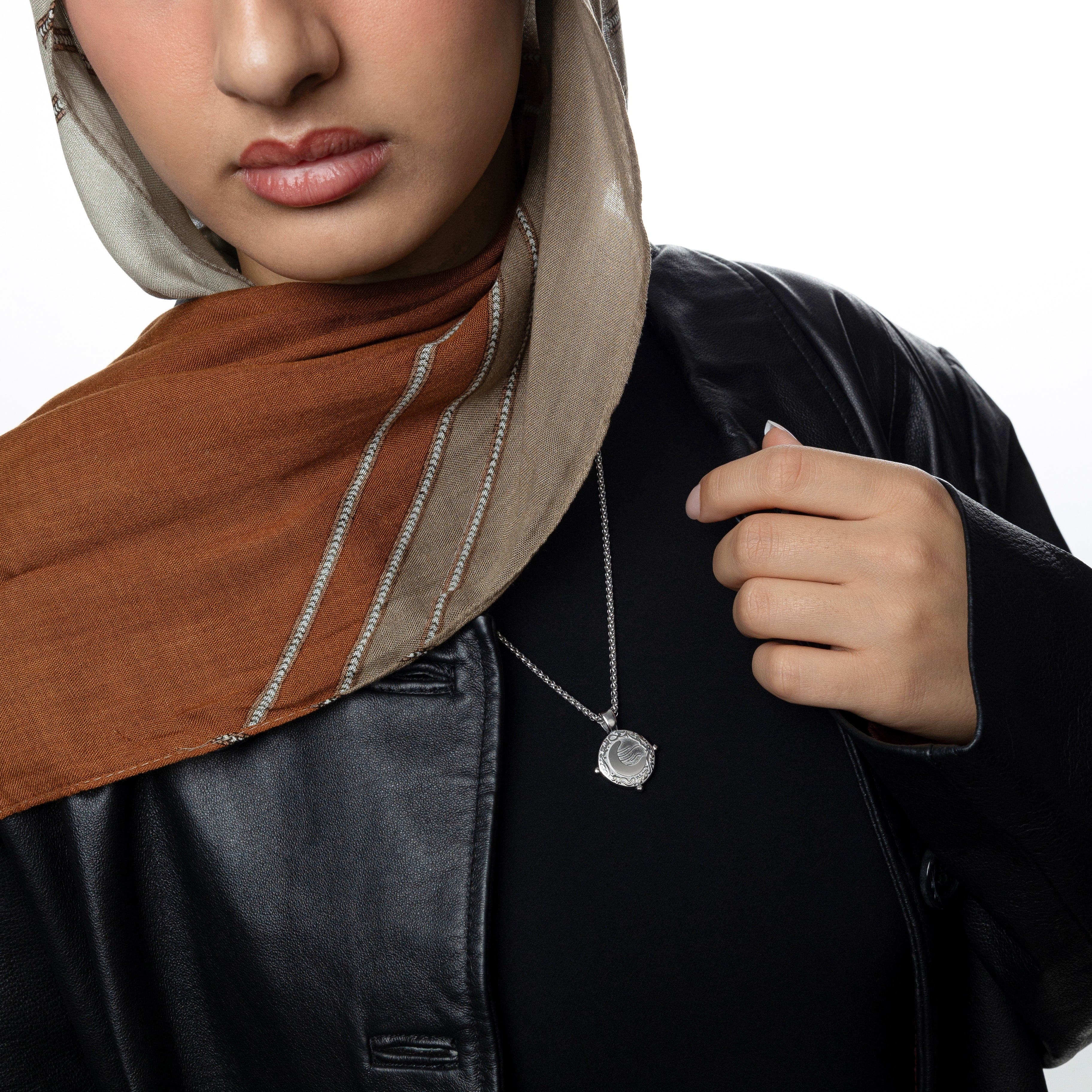 “What you seek is seeking you” Crescent Necklace