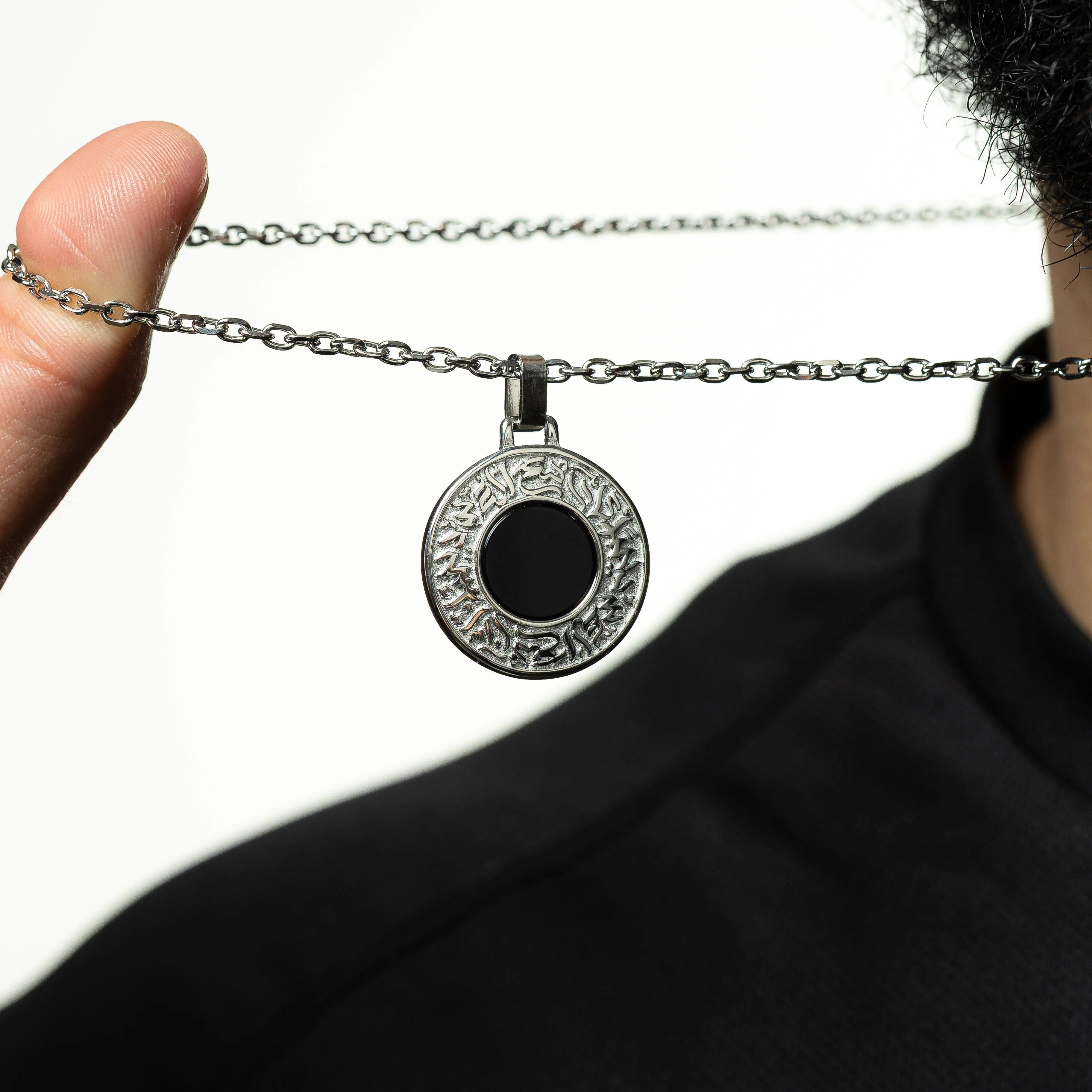 "With Hardship Comes Ease" Medallion | Black Onyx Stone
