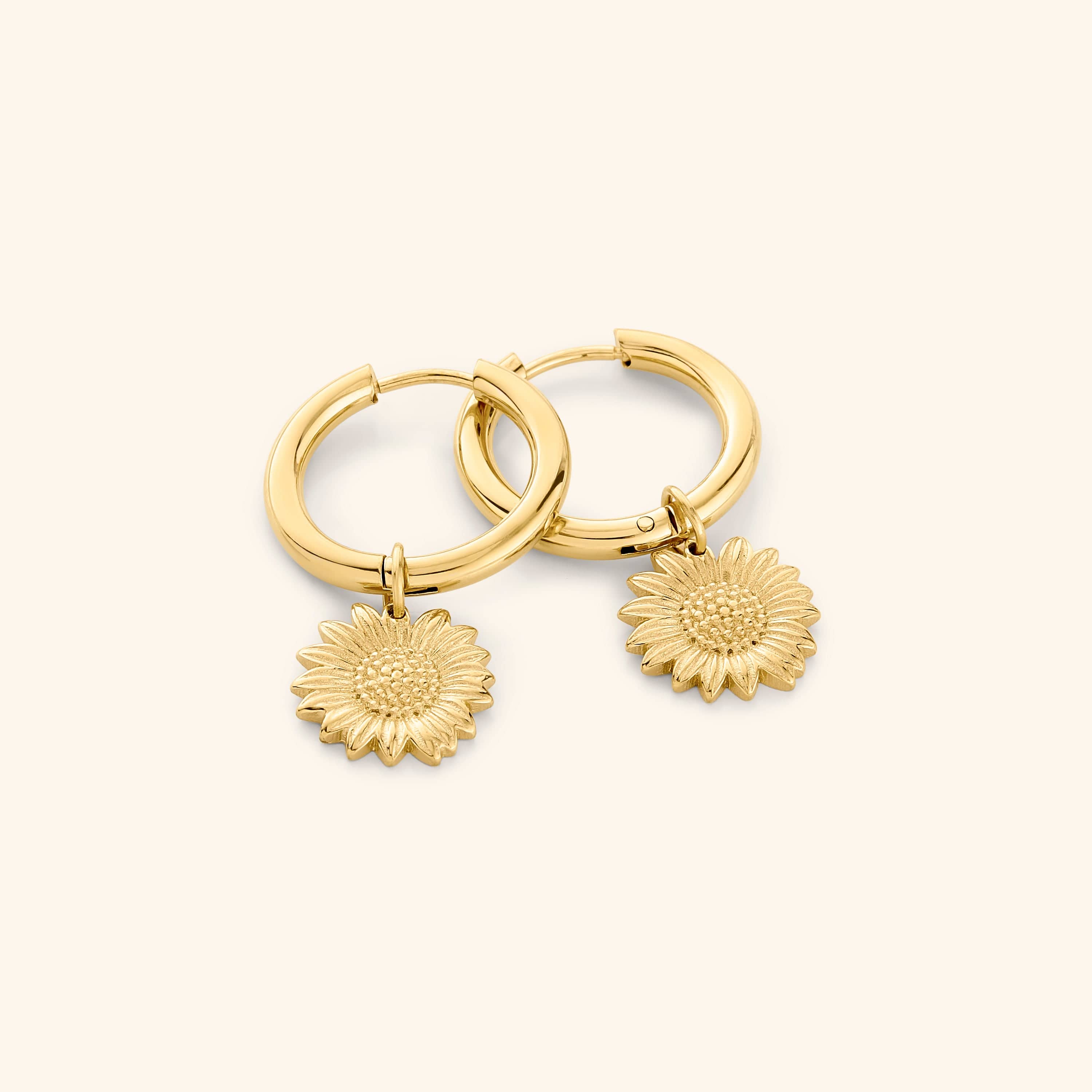 774-sunflower-mini-hoop-earrings-1.jpg Sunflower Mini-Hoop Earrings